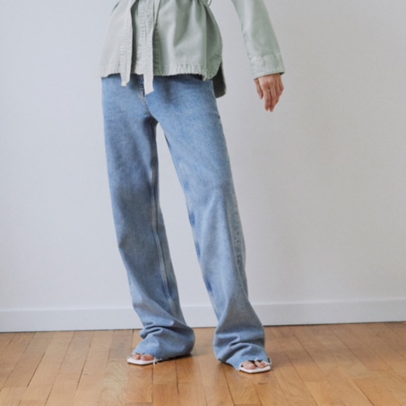 Zara Denim - NWT Zara EXTRA LONG ‘90S WIDE LEG SKY BLUE JEANS